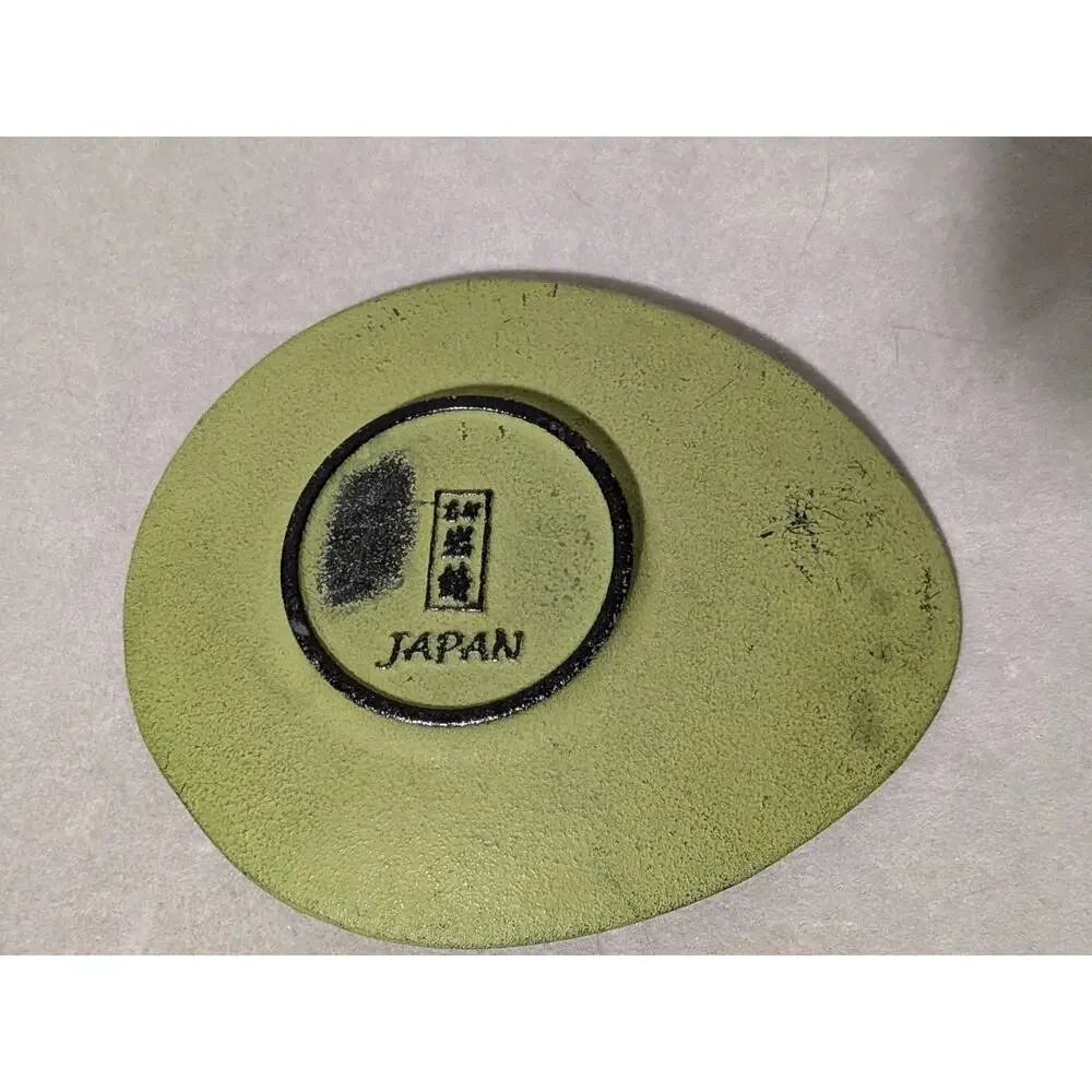 Set of 2 Teavana Green Dragonfly Cast Iron Teacup Coasters Saucers Japanese